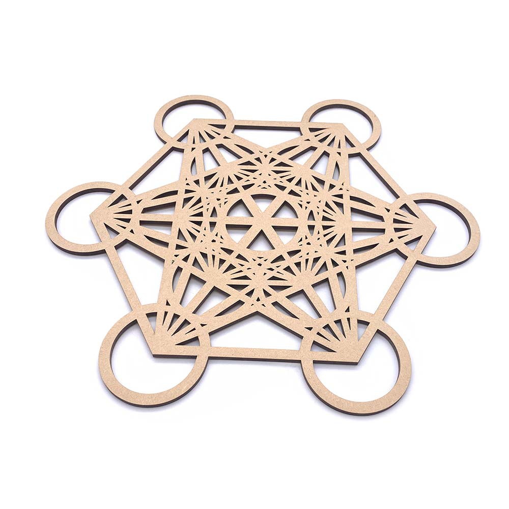Support Cube de Métatron en bois sculpté - 30 cm
