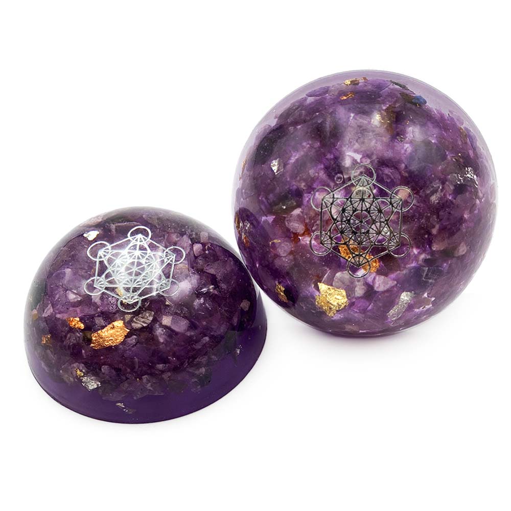 Orgonite en Dôme Améthyste & Cube de Métatron