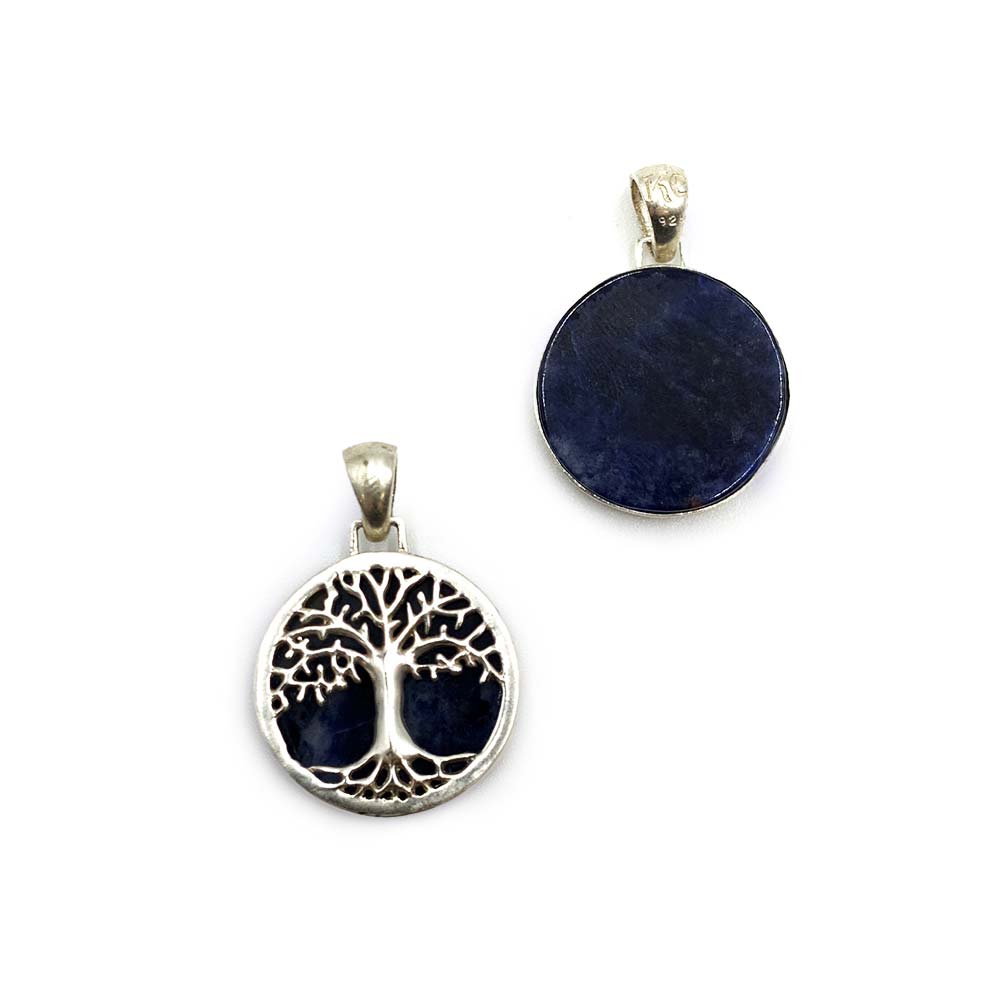 Pendentif Arbre de Vie en Argent et Pierre Naturelle