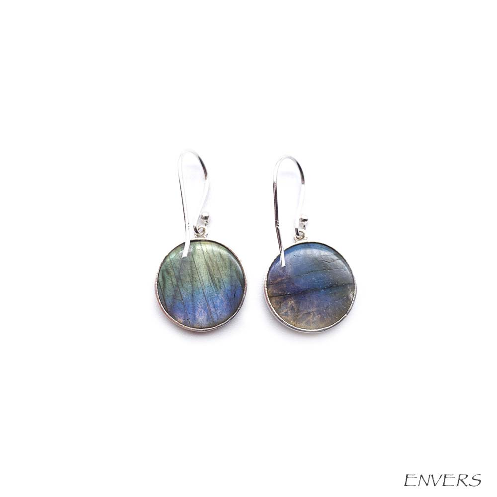 Boucles d'oreilles Fleur de Vie en Argent et Pierre Naturelle