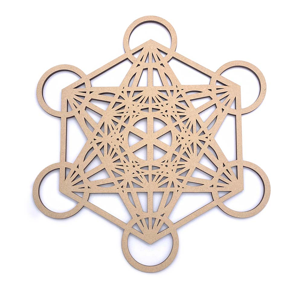 Support Cube de Métatron en bois sculpté - 30 cm
