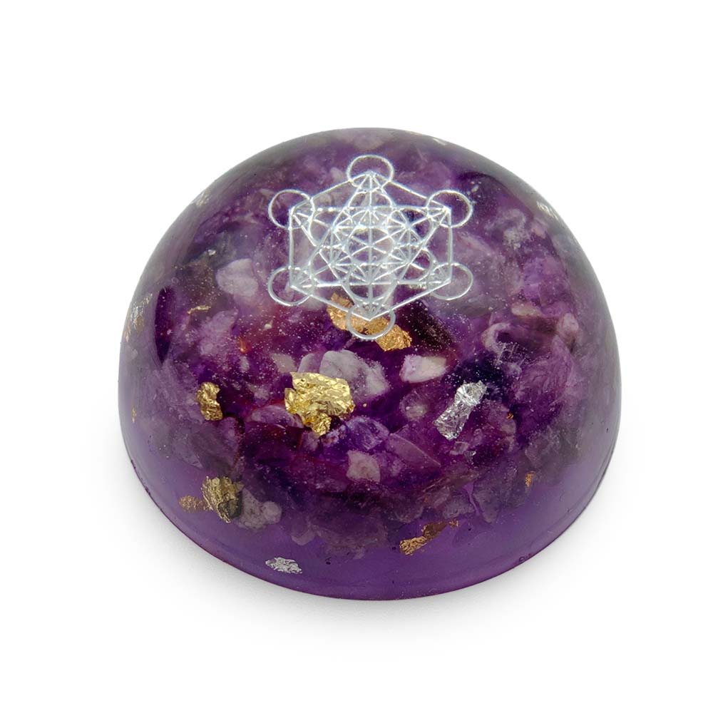Orgonite en Dôme Améthyste & Cube de Métatron