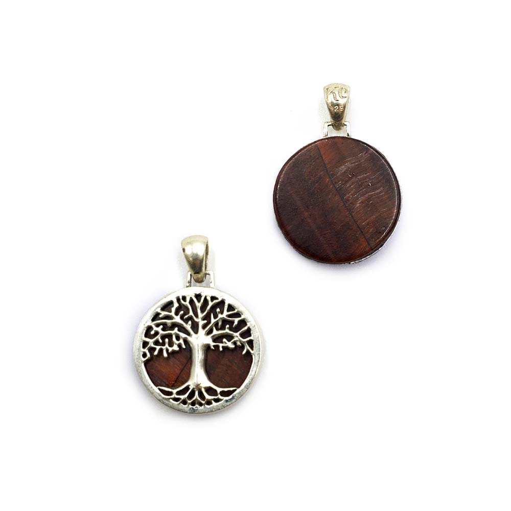 Pendentif Arbre de Vie en Argent et Pierre Naturelle