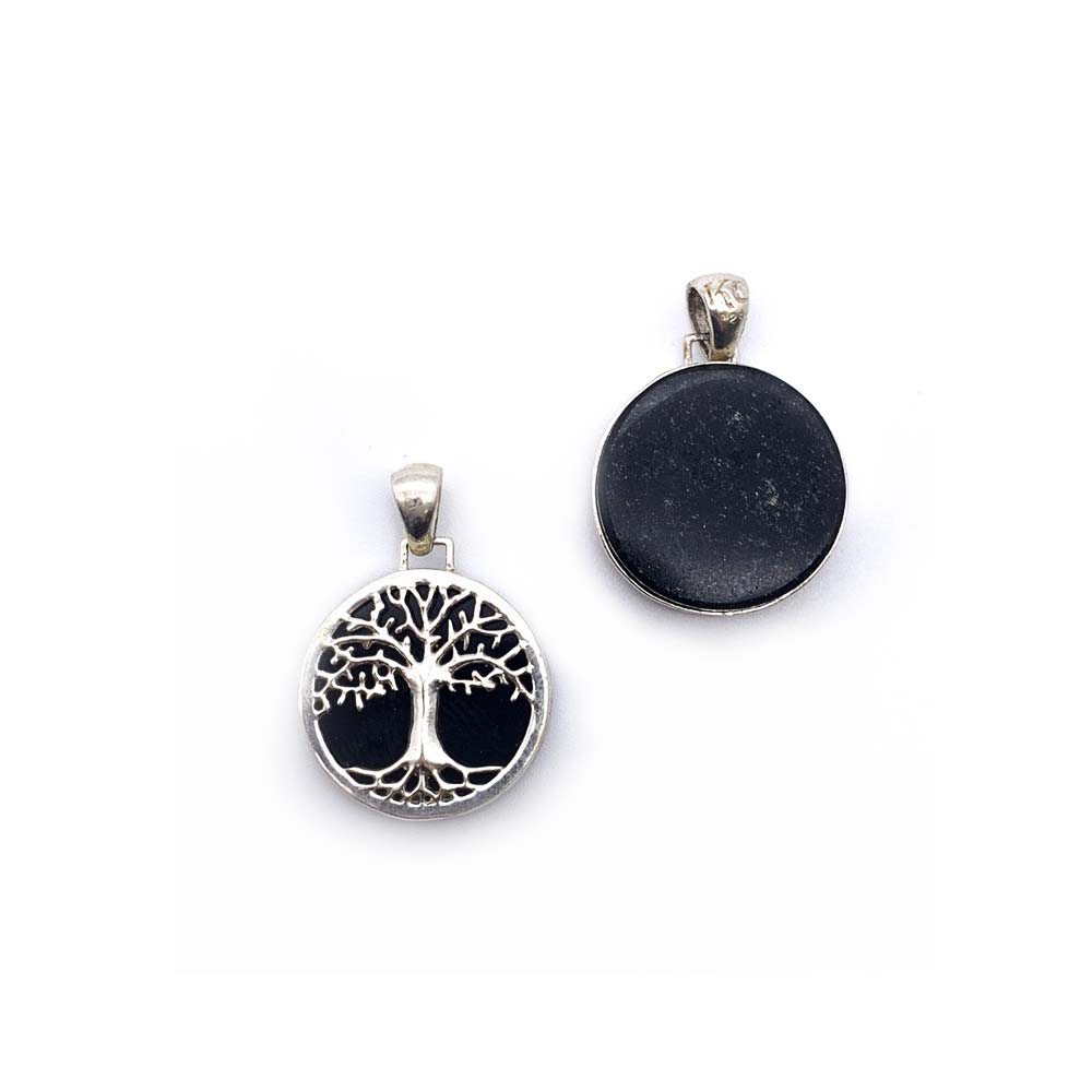 Pendentif Arbre de Vie en Argent et Pierre Naturelle