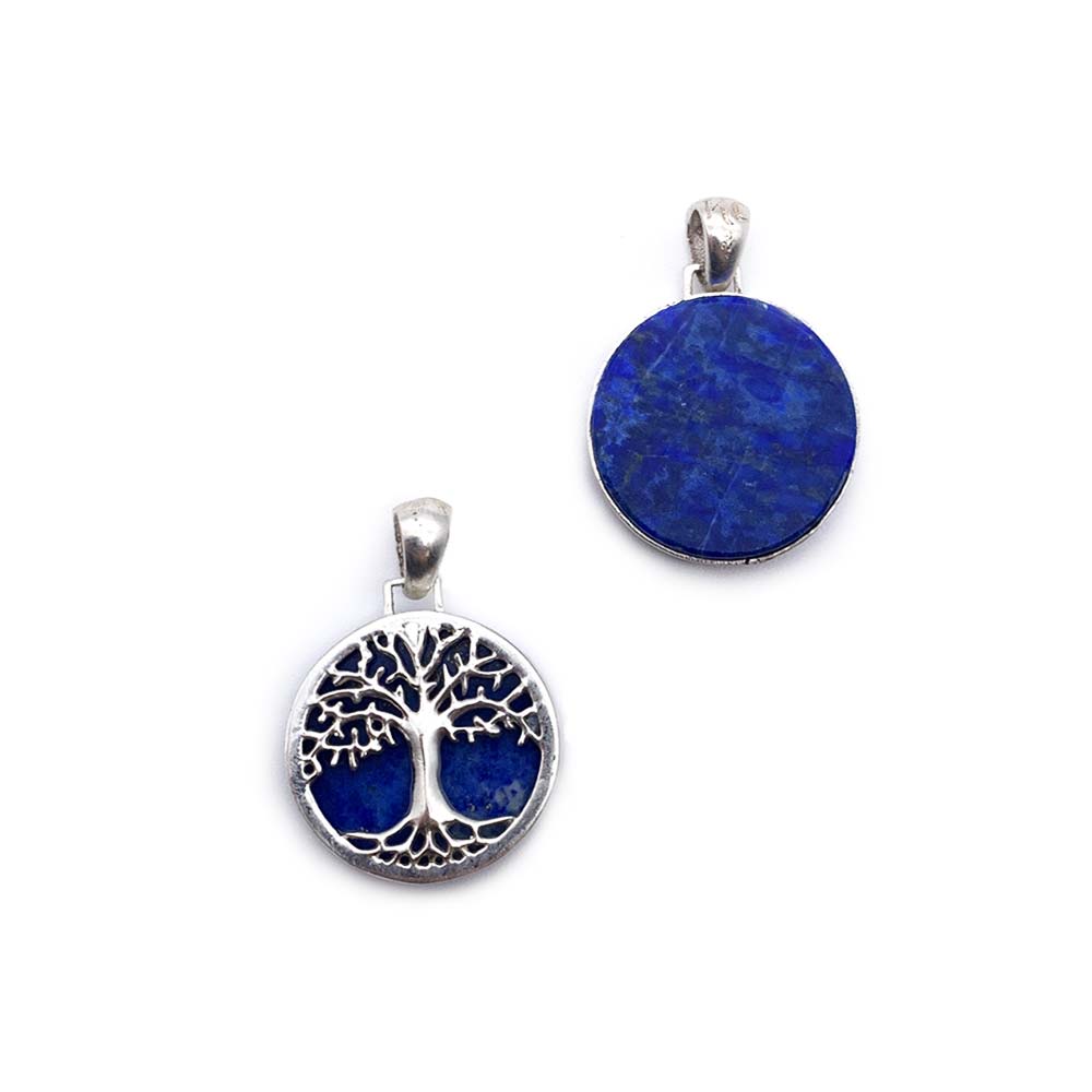 Pendentif Arbre de Vie en Argent et Pierre Naturelle