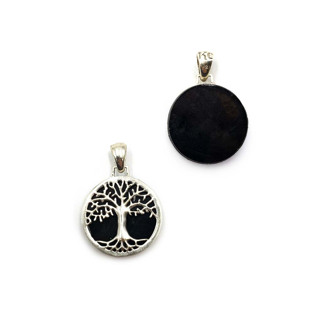 Pendentif Arbre de Vie en Argent et Pierre Naturelle