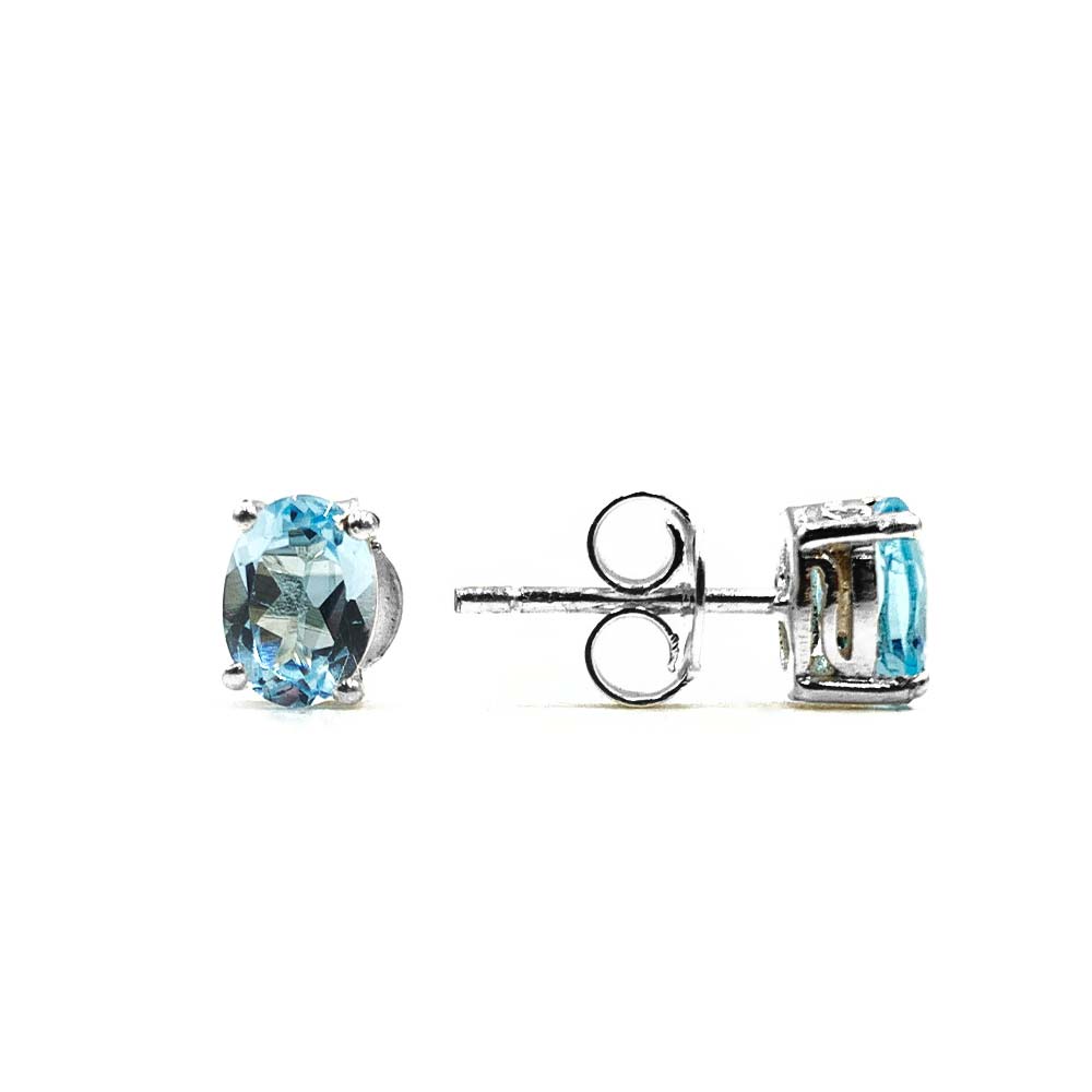 Boucles d'Oreilles puces en Pierre Naturelle et Argent Massif