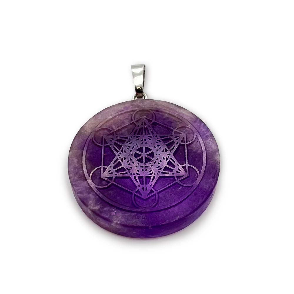 Pendentif Cube de Métatron en améthyste