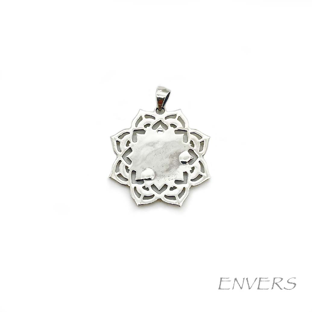 Pendentif OM et Fleur de Lotus en Argent