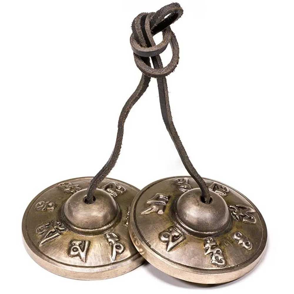 Cymbales / Tingsha Om Mani Padme Hum (son ++) - 6,7 cm de diamètre