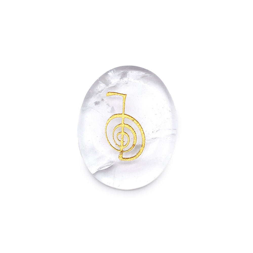 Cristal de Roche gravé avec des symboles Reïki