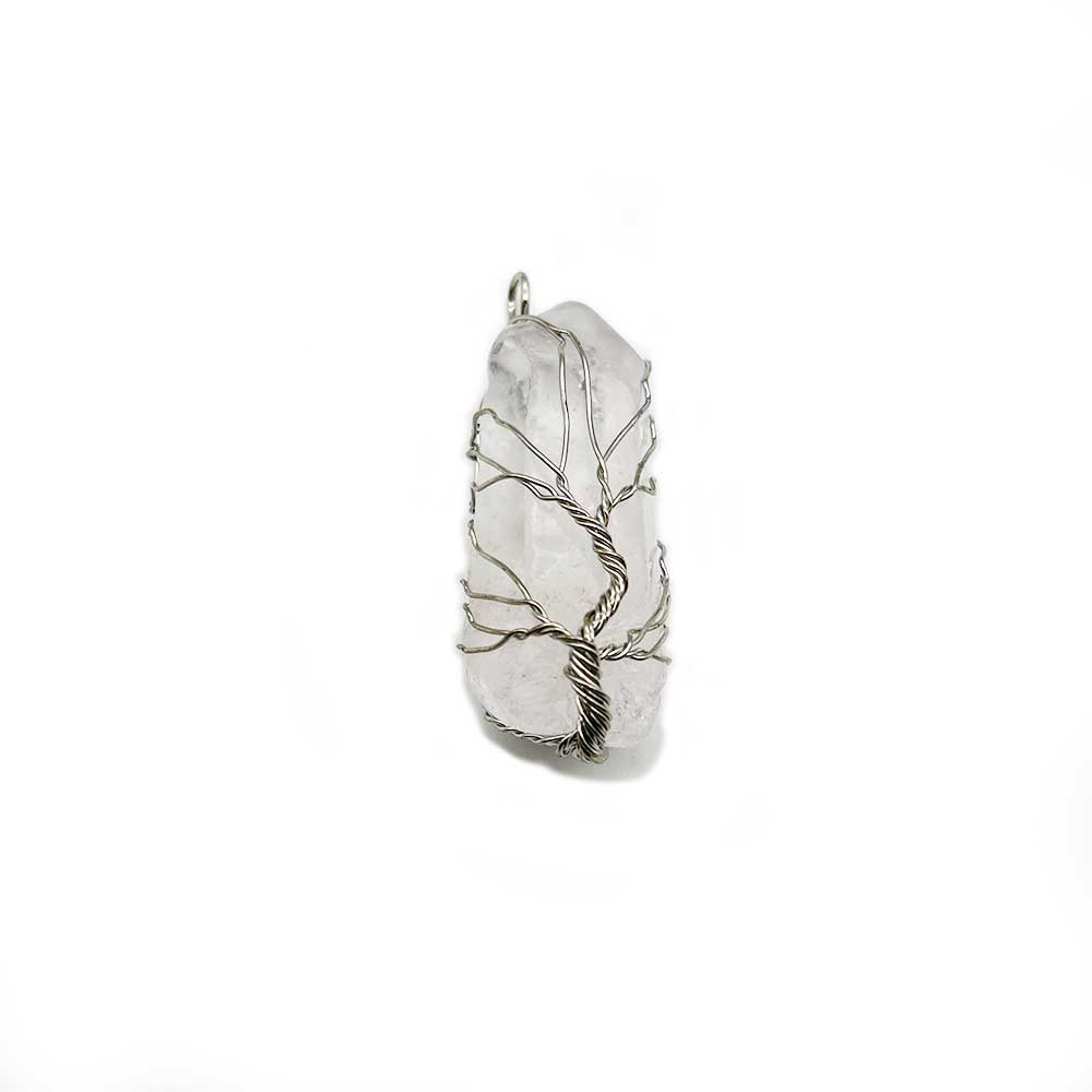 Pendentif Cristal de Roche Brut - Arbre de Vie