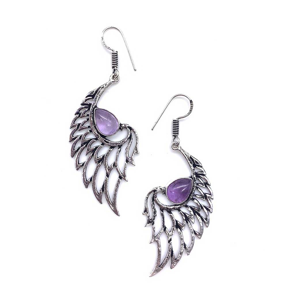 Boucles d'oreilles Amethyste - Ailes d'Ange