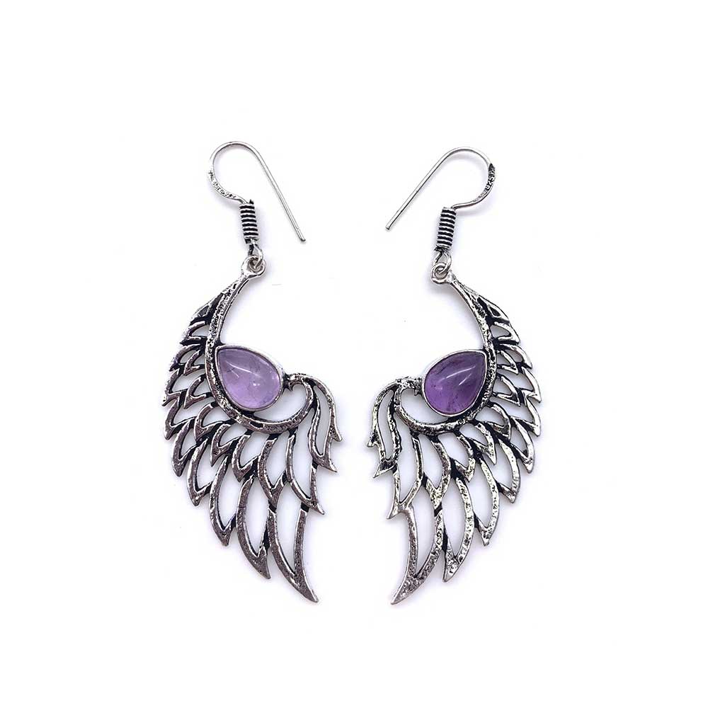 Boucles d'oreilles Amethyste - Ailes d'Ange