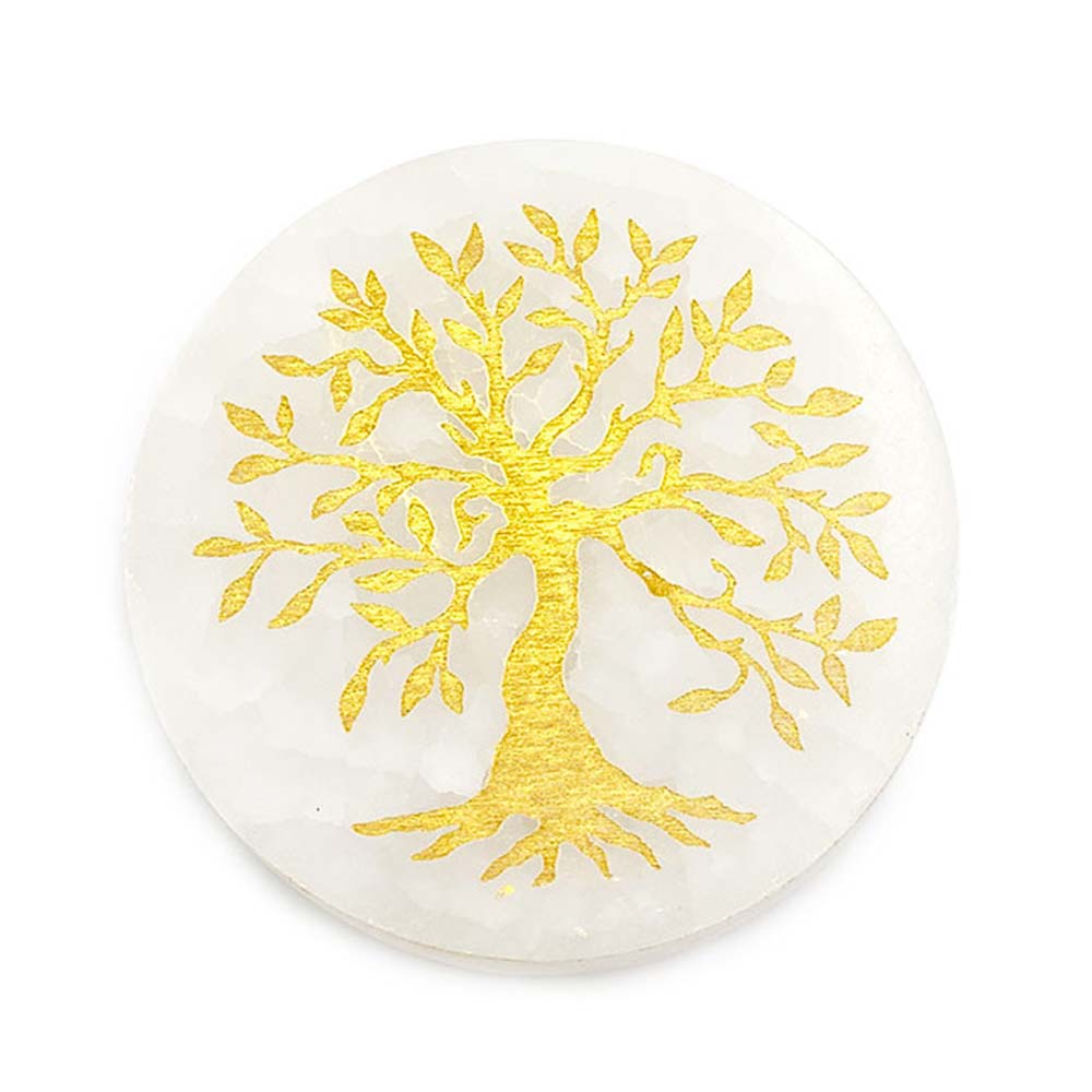 Support Arbre de Vie Doré en Sélénite