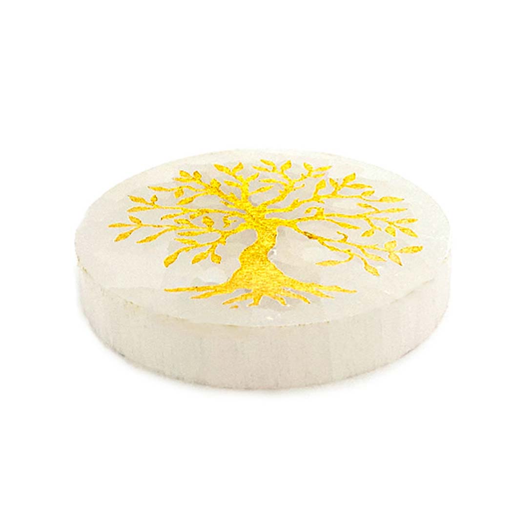 Support Arbre de Vie Doré en Sélénite