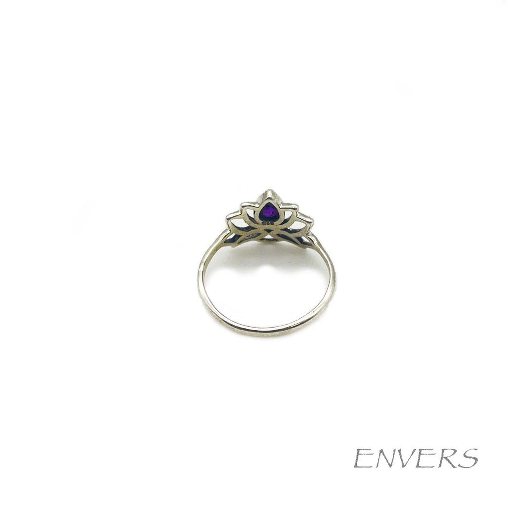 Bague Argent "Lotus" en Améthyste facettée