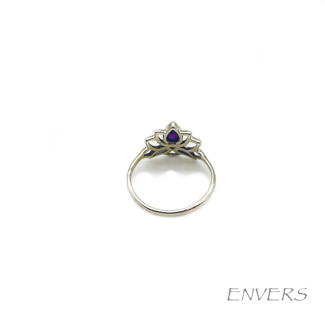 Bague Argent "Lotus" en Améthyste facettée