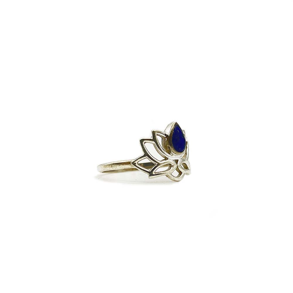 Bague Argent "Lotus" en Lapis Lazuli