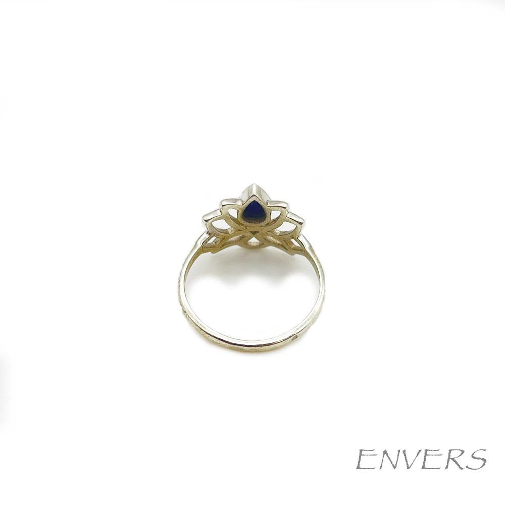 Bague Argent "Lotus" en Lapis-Lazuli