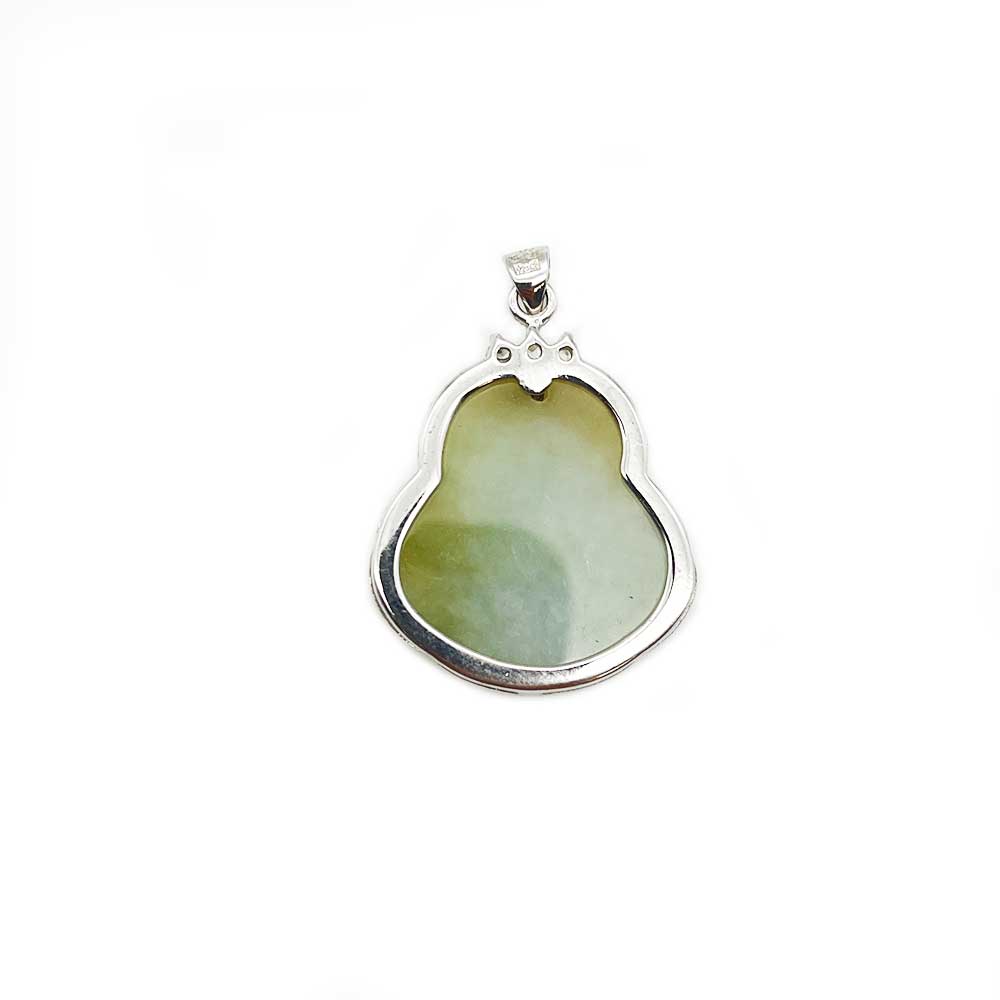 Pendentif Bouddha Rieur en Argent et Jade