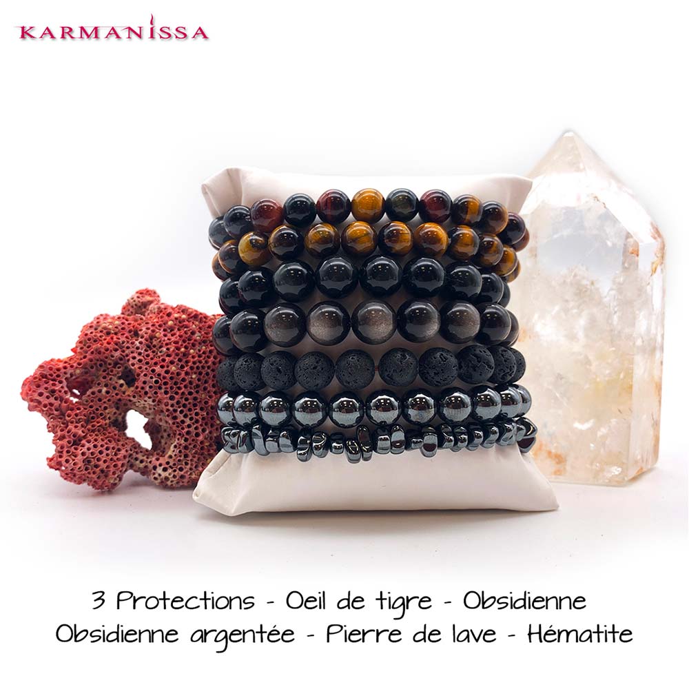 Bracelet Obsidienne Argentée