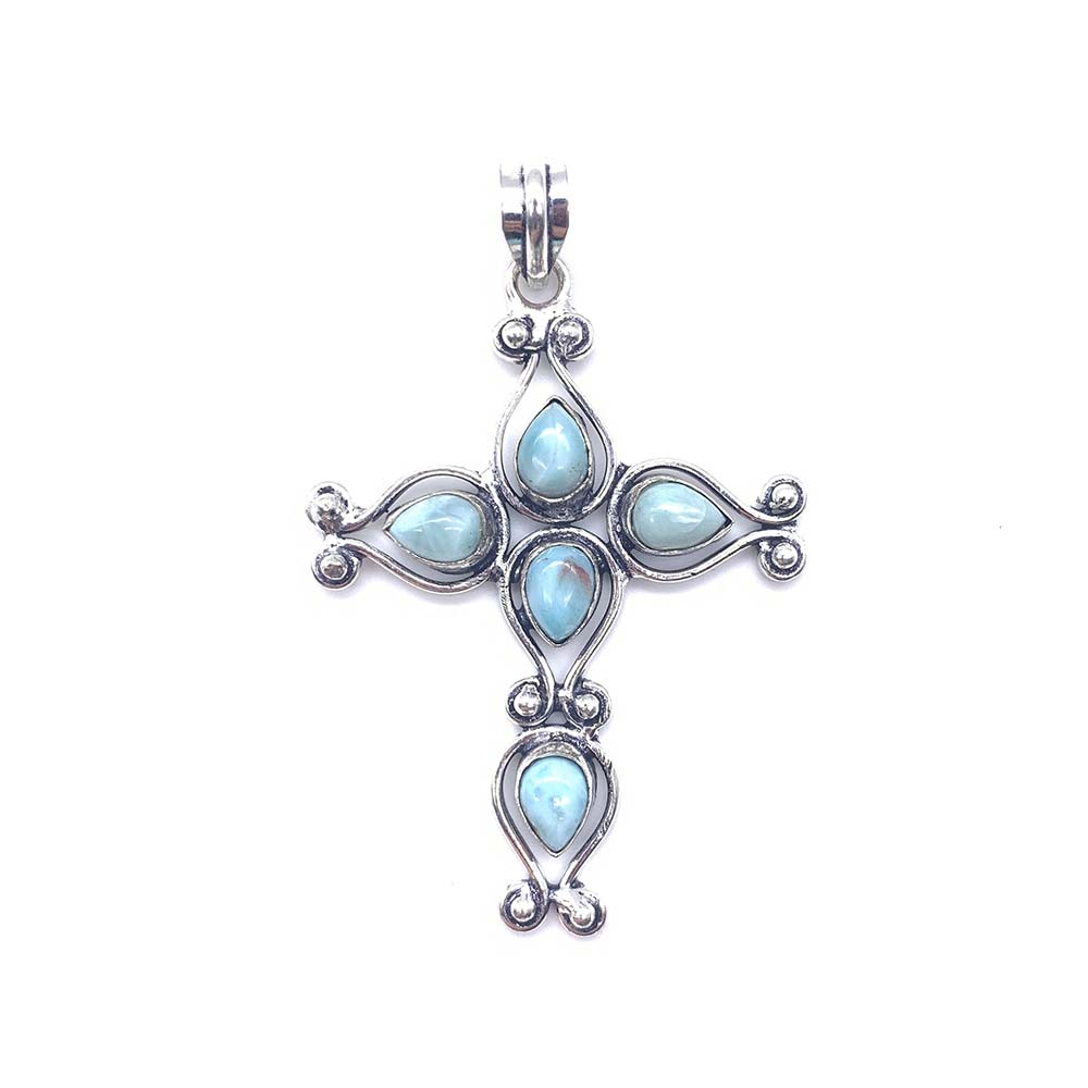 Pendentif Larimar - Croix