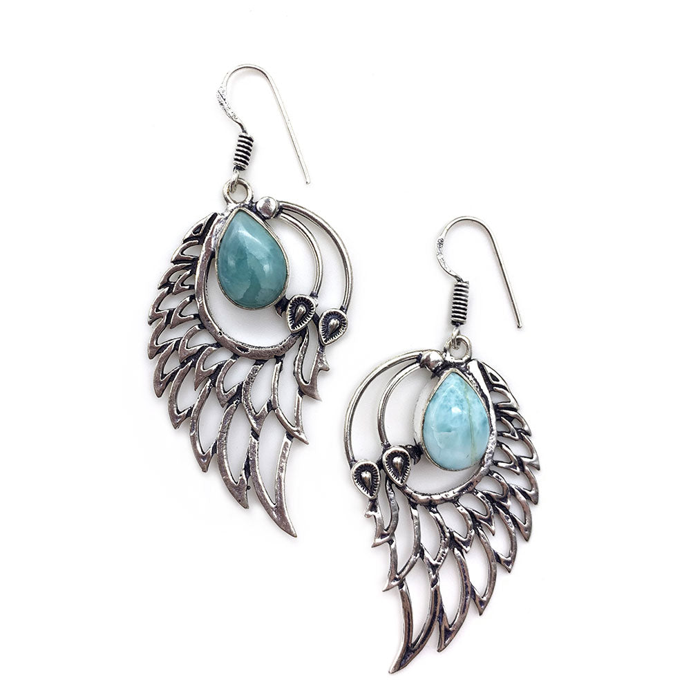 Boucles d'oreilles Larimar - Ailes d'Ange