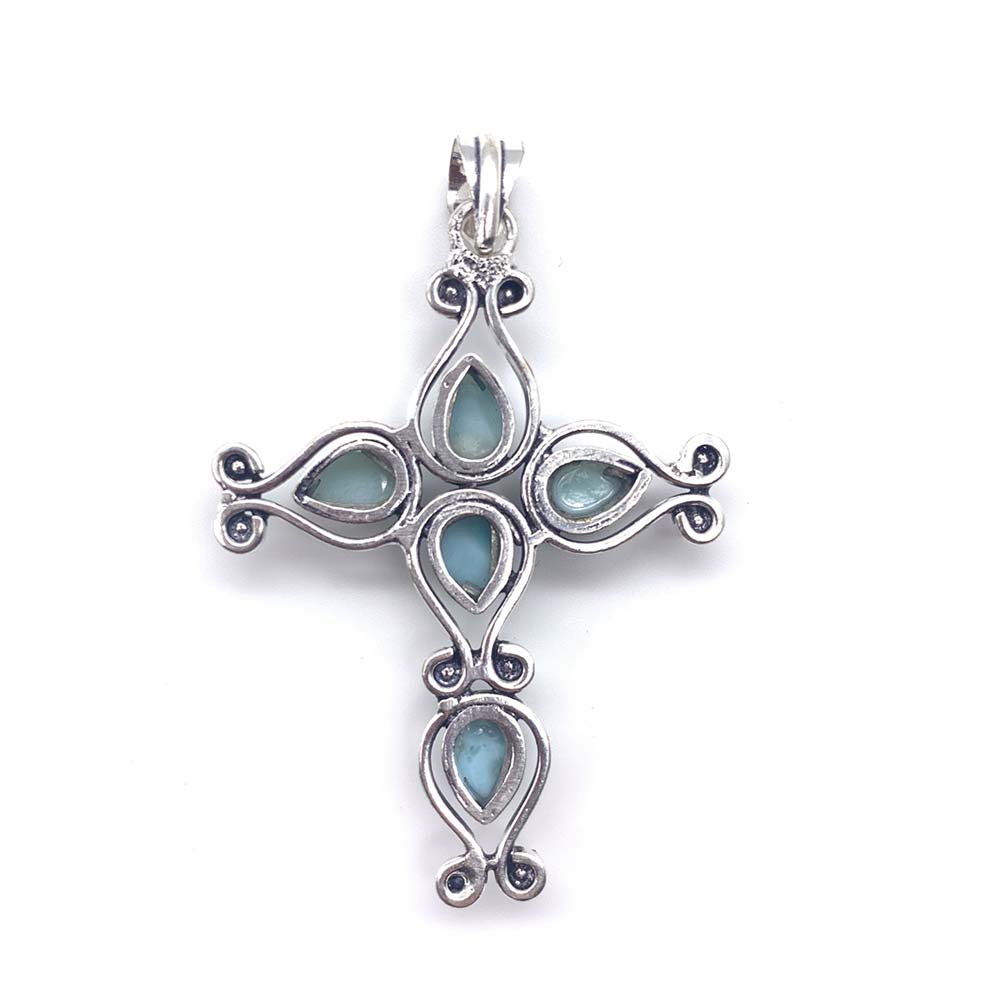 Pendentif Larimar - Croix