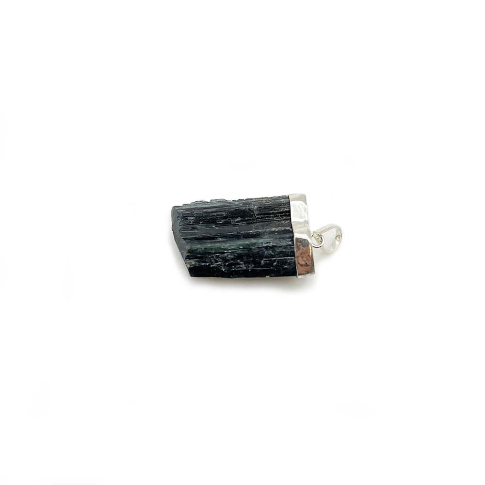Pendentif Tourmaline Verte Brute en Argent
