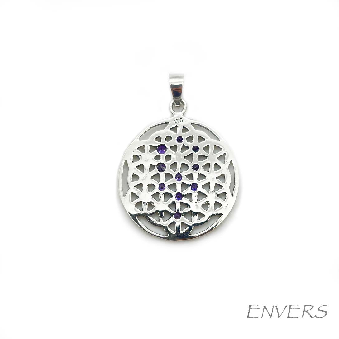 Pendentif Fleur de vie en Argent - Améthyste