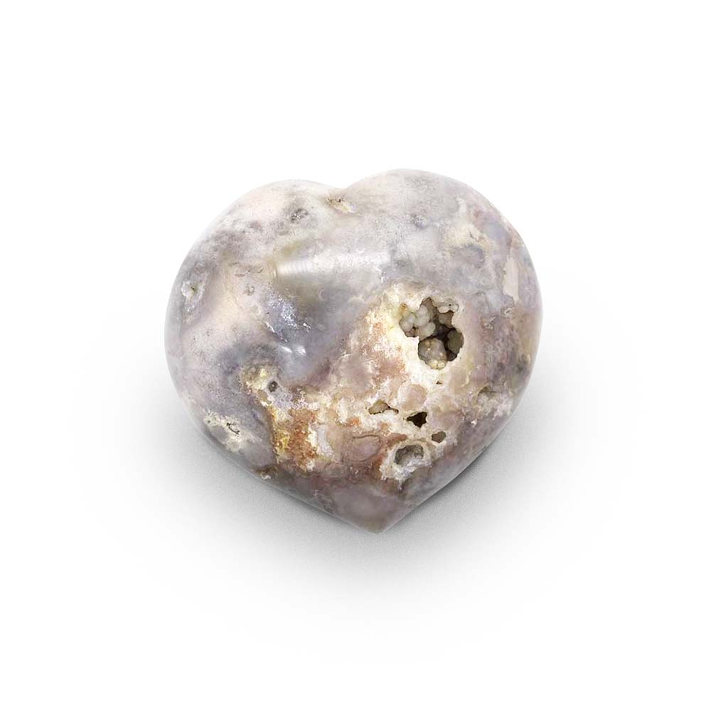 Coeur en Agate Fleur - 9,5 cm