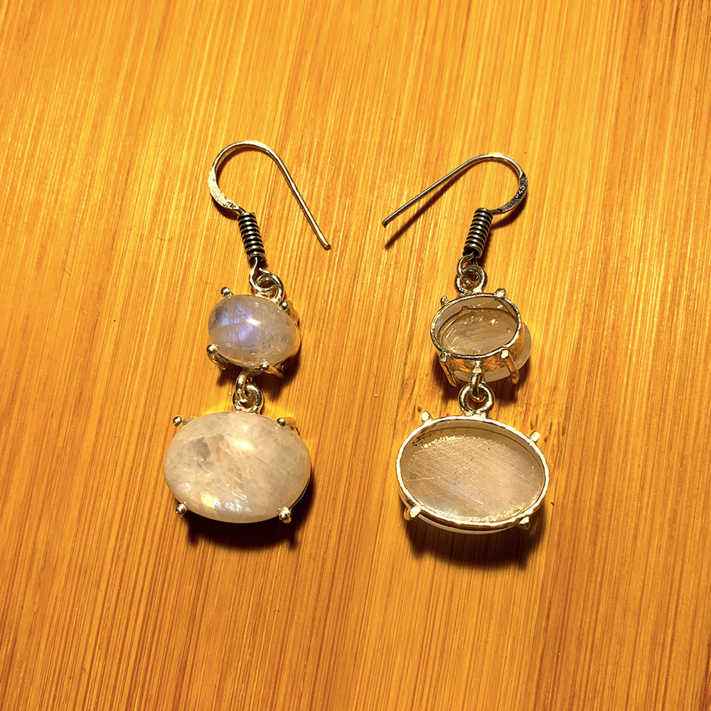 Boucles d'oreilles Pierre de Lune Arc-en-ciel