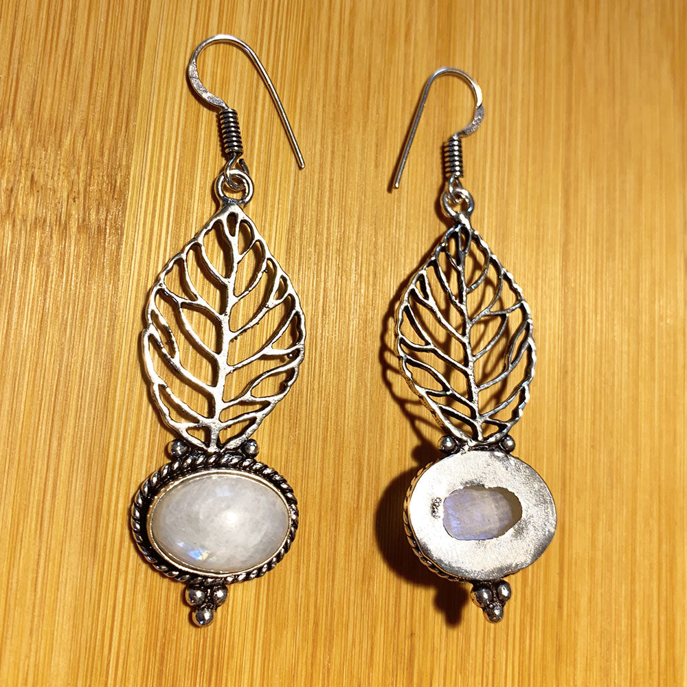 Boucles d'oreilles Pierre de Lune Arc-en-ciel