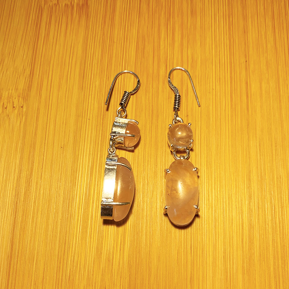 Boucles d'Oreilles Quartz Rose