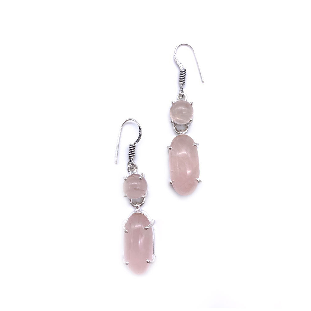 Boucles d'Oreilles Quartz Rose